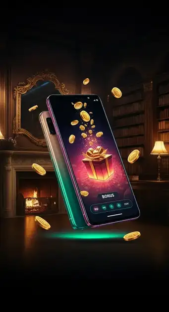 Une bannière festive de bonus Casino Space Fortuna avec des pièces d'or et des tours gratuits flottant dans l'espace